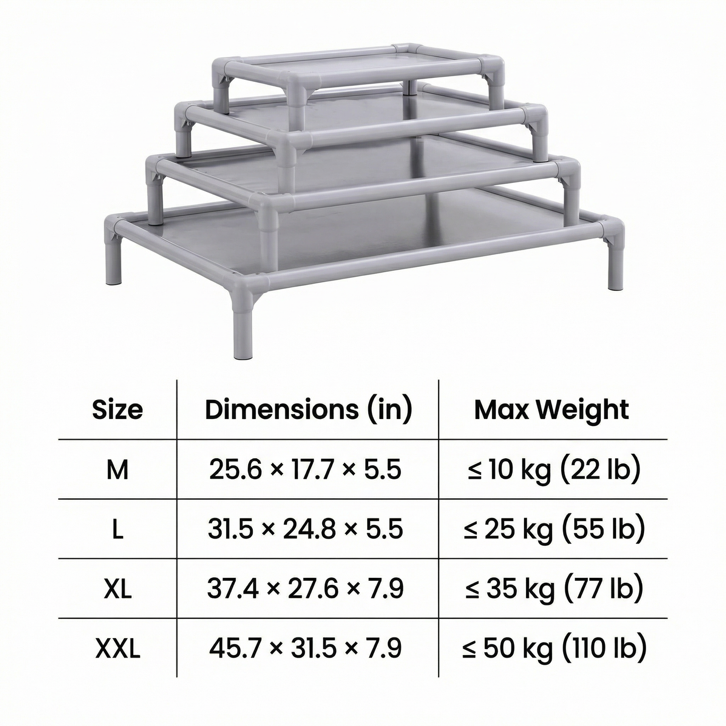 Aluminum Elevated Dog Bed (Waterproof PVC Surface)
