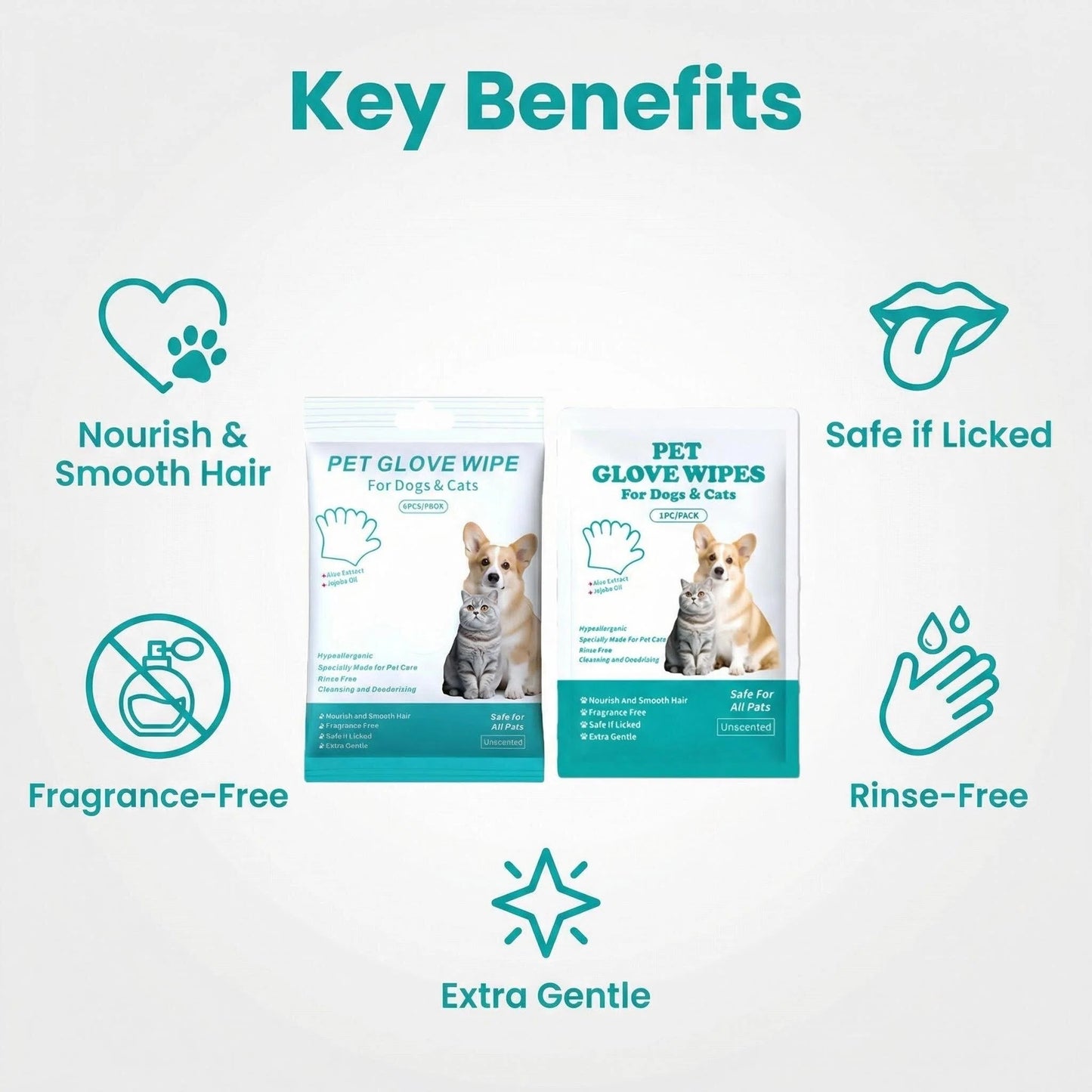 DPQ Pet Cleaning Gloves (Rinse-Free) — Single / 6-Pack