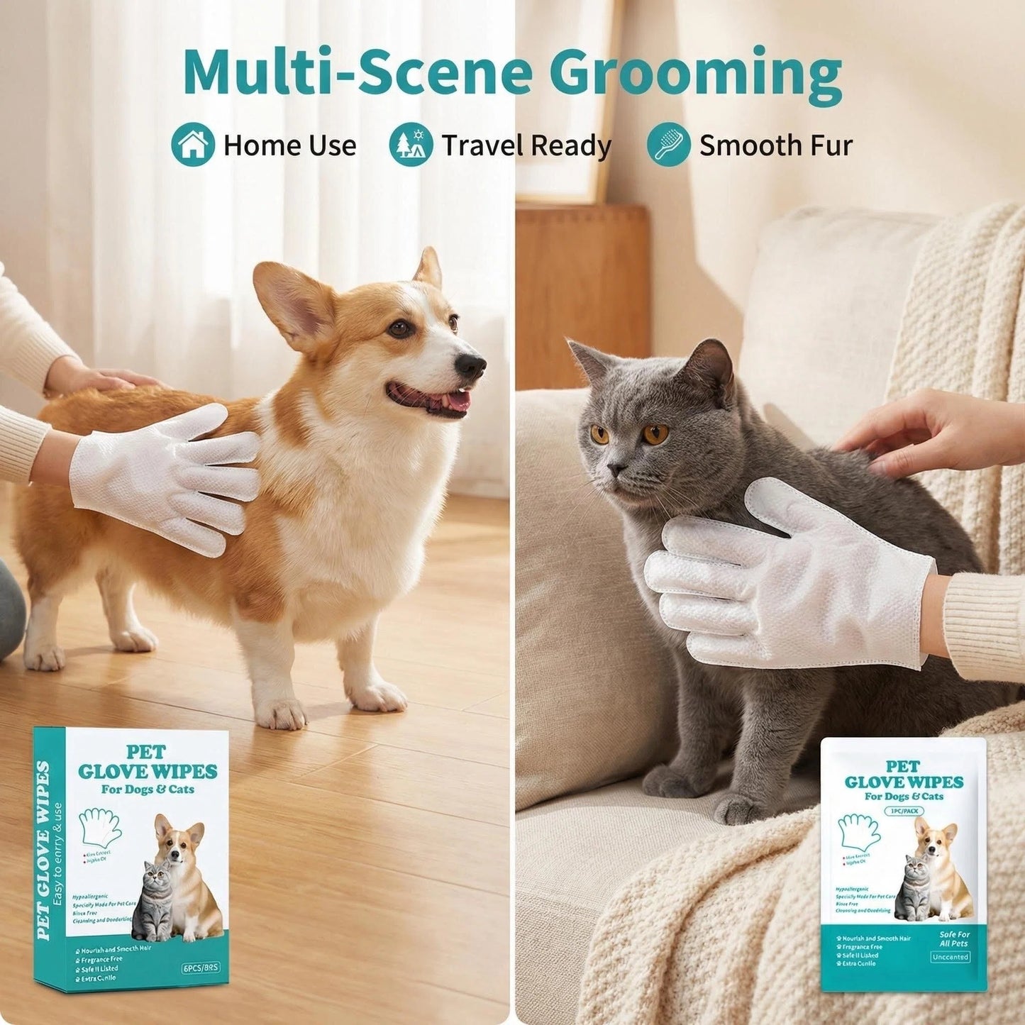 DPQ Pet Cleaning Gloves (Rinse-Free) — Single / 6-Pack