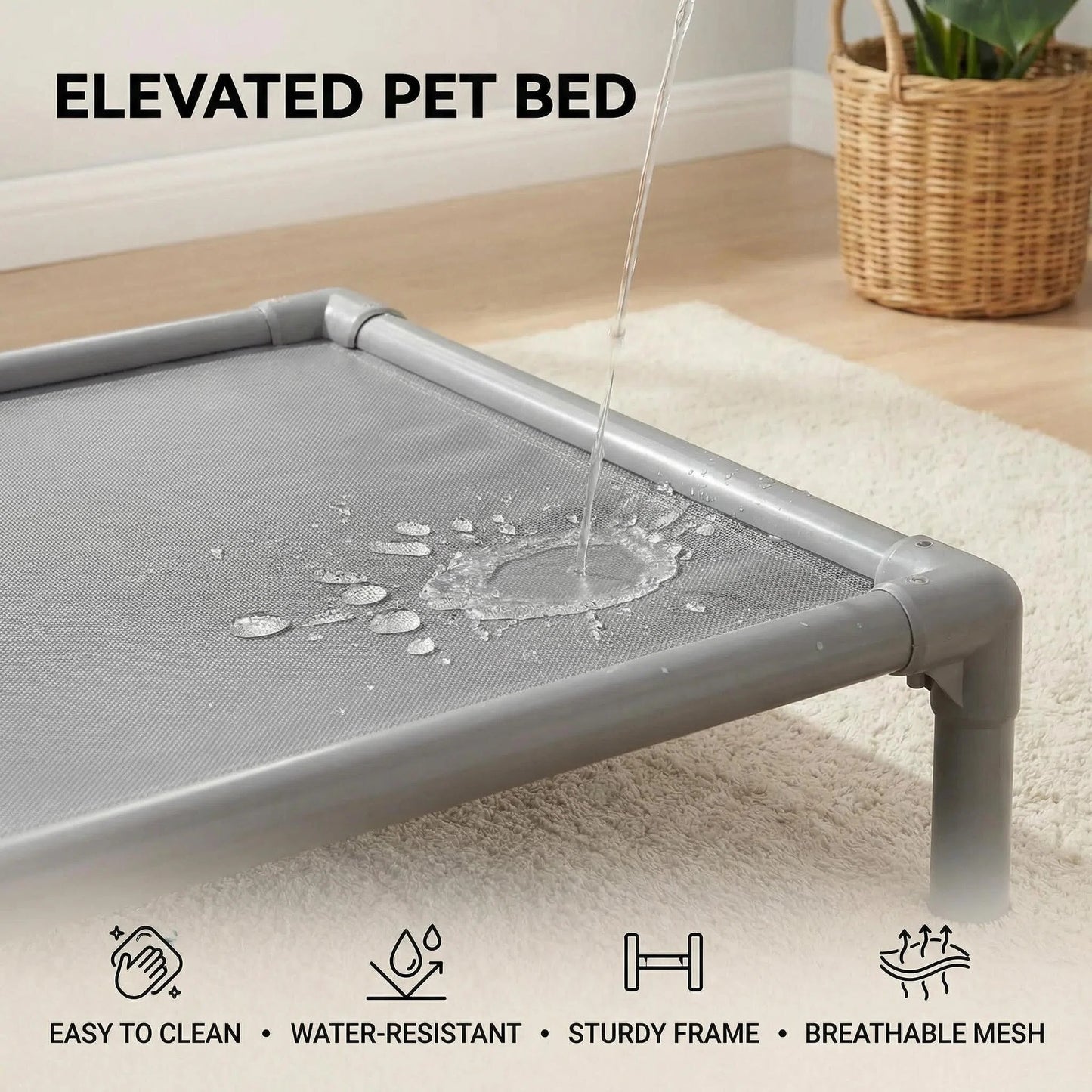 Aluminum Elevated Dog Bed (Waterproof PVC Surface)