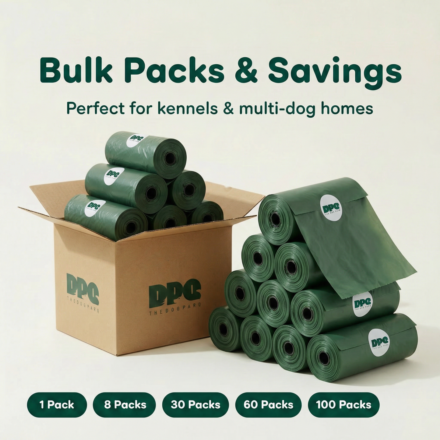 DPQ Compostable Dog Waste Bags — DPQ Green (9" × 13")